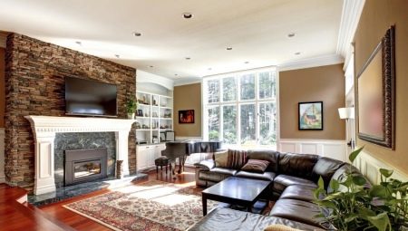 Interior of a living room with a fireplace in a private house: nuances of decoration and stylish solutions