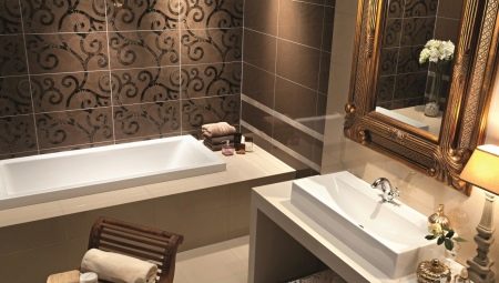 Piastrella marrone per il bagno: caratteristiche e opzioni di design