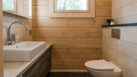 Opstelling van een badkamer in een houten huis