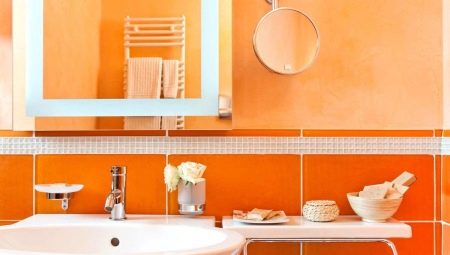 Πορτοκαλί Πλακάκια Μπάνιου: Πλεονεκτήματα και μειονεκτήματα, συμβουλές σχεδίασης, παραδείγματα
