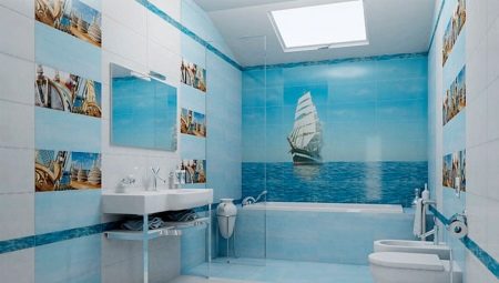 Laatta kylpyhuoneelle, jossa on meriteema: ominaisuudet ja valintaperusteet