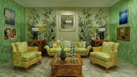 غرفة المعيشة الخضراء: ظلال ومجموعات الألوان وتوصيات التصميم