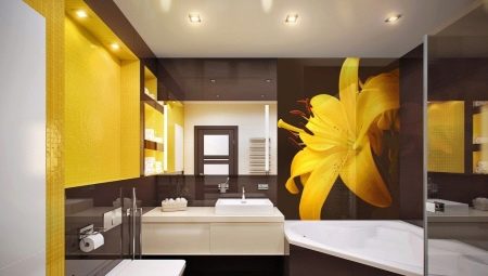 الحمام الأصفر: التشطيبات وأمثلة التصميم