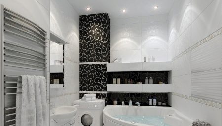 Salle de bain en noir et blanc: options de conception