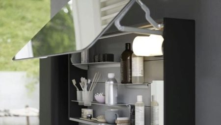 Cabinets with a mirror in the bathroom: types and choices