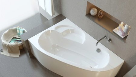 Asimetrinės akrilo vonios: atmainos, parinkimo patarimai