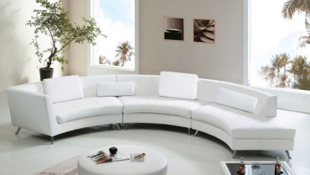 Félkör alakú kanapék: típusok, méretek és példák a belső terekben