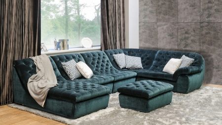 Ευρεία καναπέδες: χαρακτηριστικά επιλογής και τοποθέτησης
