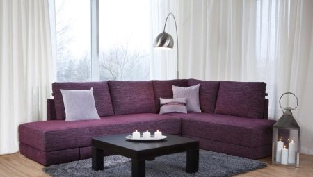 Sofa penjuru tanpa lengan: ciri, jenis dan pilihan
