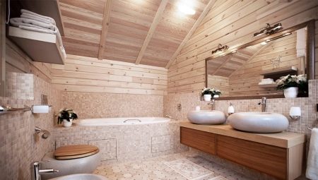 Badkamers in een houten huis