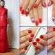 Manikyr under en röd klänning: alternativ och designval