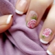 Unusual french manicure with flowers.