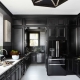 Schwarze Küche: Auswahl eines Headsets, eine Kombination aus Farben und Innenausstattung
