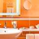 بلاط الحمام البرتقالي: الإيجابيات والسلبيات ، نصائح التصميم ، أمثلة