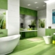 Jubin hijau di pedalaman bilik mandi