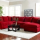 Red sofas in the interior