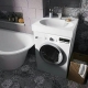 Mesin basuh di bawah tenggelam di bilik mandi: ciri-ciri, keutamaan pilihan dan penempatan
