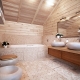 الحمامات في منزل خشبي