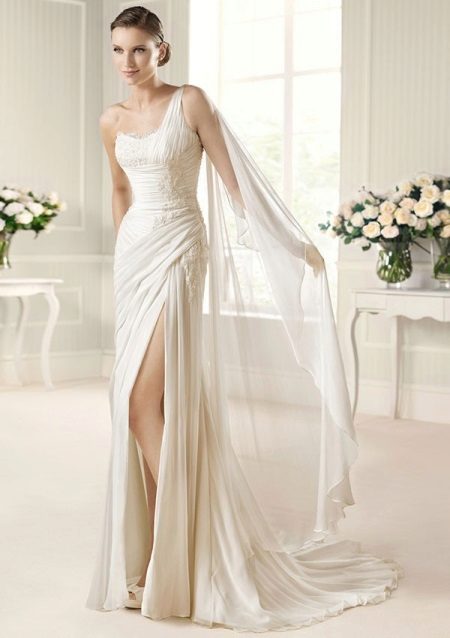 Strapless One Shoulder Wedding Dress
