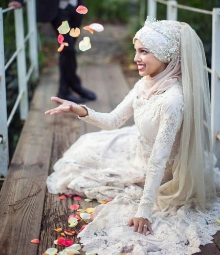Vestido de novia musulmán de encaje