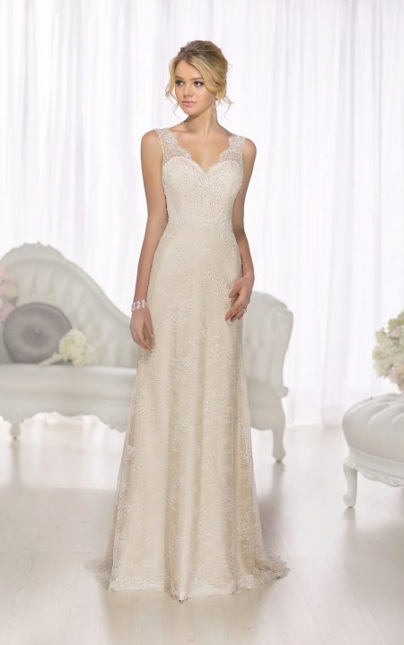 Straight wedding dress with lace