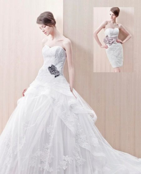 Svatební šaty nádherné s falešnou sukní a transformátorem