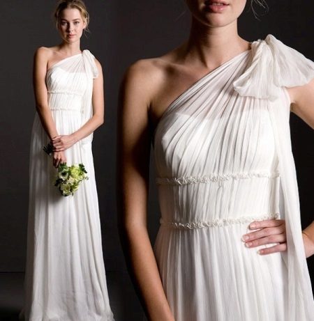 Vestido de novia de cintura griega con cintura regular