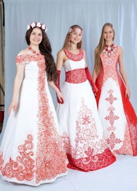 Pakaian perkahwinan berbentuk dengan gaya Rusia