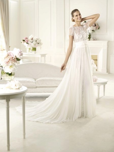 Empire Chiffon & Lace Wedding Dress