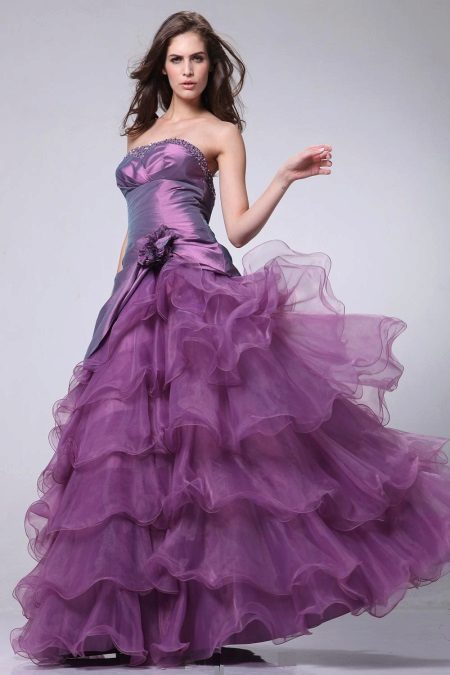 Lilac βραδινό φόρεμα πριγκίπισσα