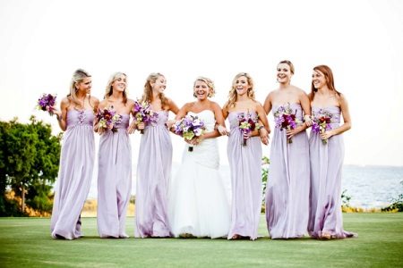 Vestidos lilás claros para damas de honra