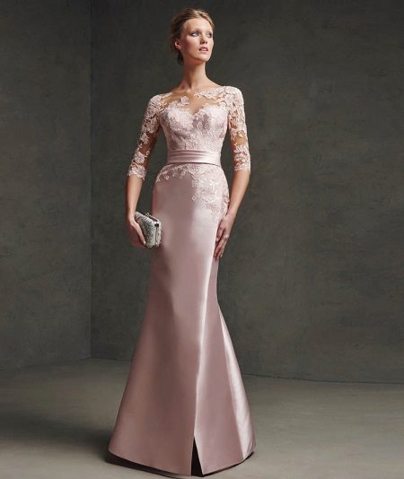 Dress with lace top from Pronovias and satin