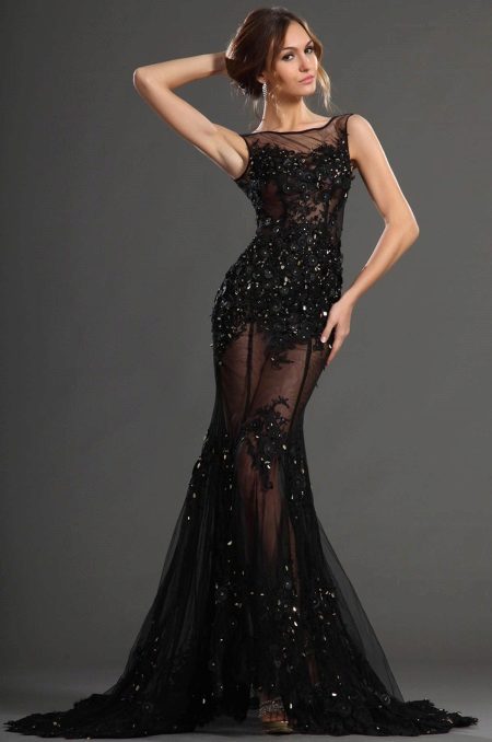 Черна русалка вечерна рокля