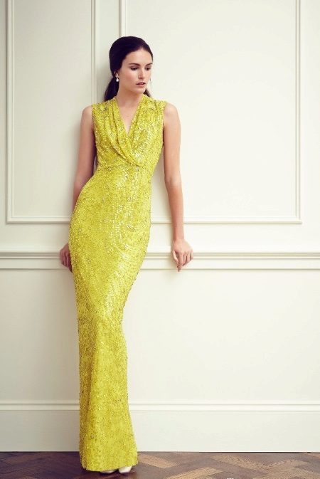 שמלת ערב צהובה יקרה