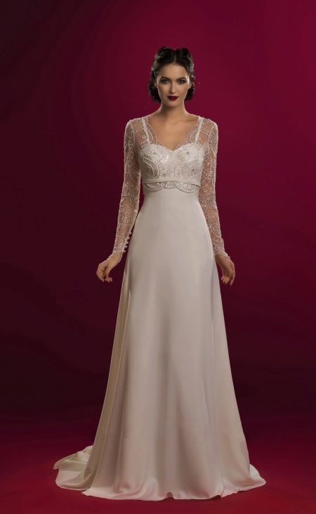 Empire wedding dress with long sleeves