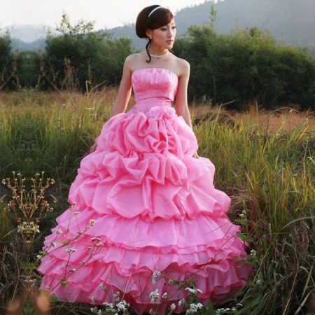 Karšta rožinė vestuvinė suknelė