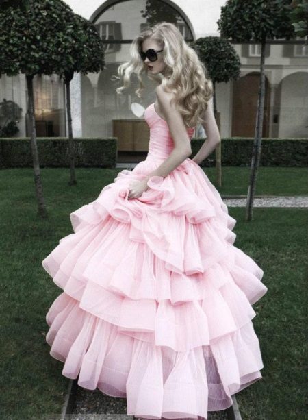 Baby pink wedding dress