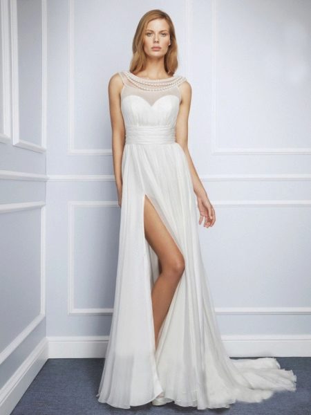 Estilo grego vestido de noiva com fenda