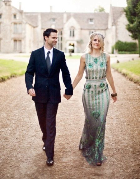 Γαμήλιο φόρεμα με πράσινα στοιχεία