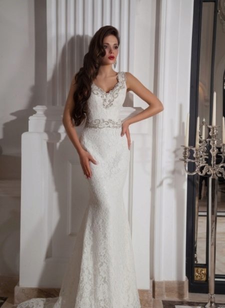 Rhinestone Neckline Wedding Dress