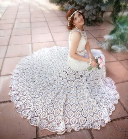 Knitted crochet wedding dress