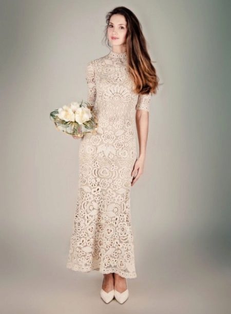 Ivory crocheted wedding dress