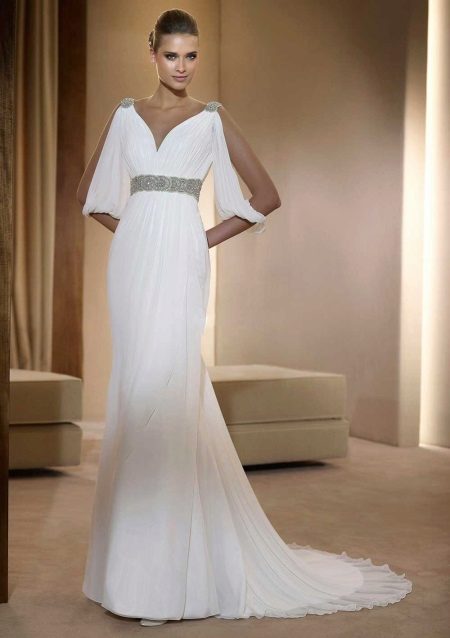Greek style wedding dress with a belt