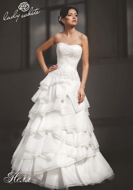 Дамска бяла Enigma A-line сватбена рокля
