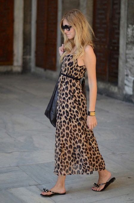 Dlouhé kotníkové šaty s dlouhým leopardem