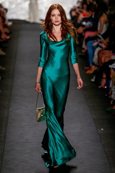 Green silk floor dress