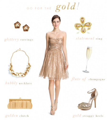 Auksinių suknelių aksesuarai