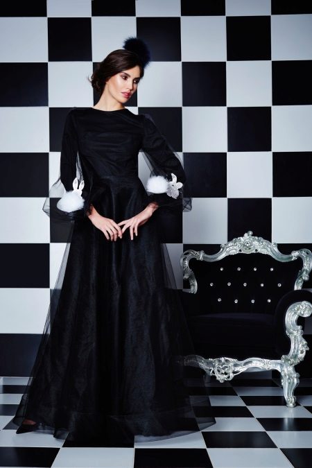 فستان سهرة أسود من اورجانزا