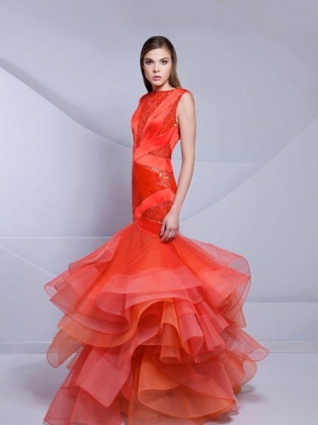 Oragnza vakarinė raudona suknelė