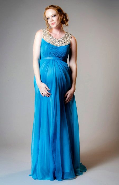 Гръцка рокля за майчинство синя